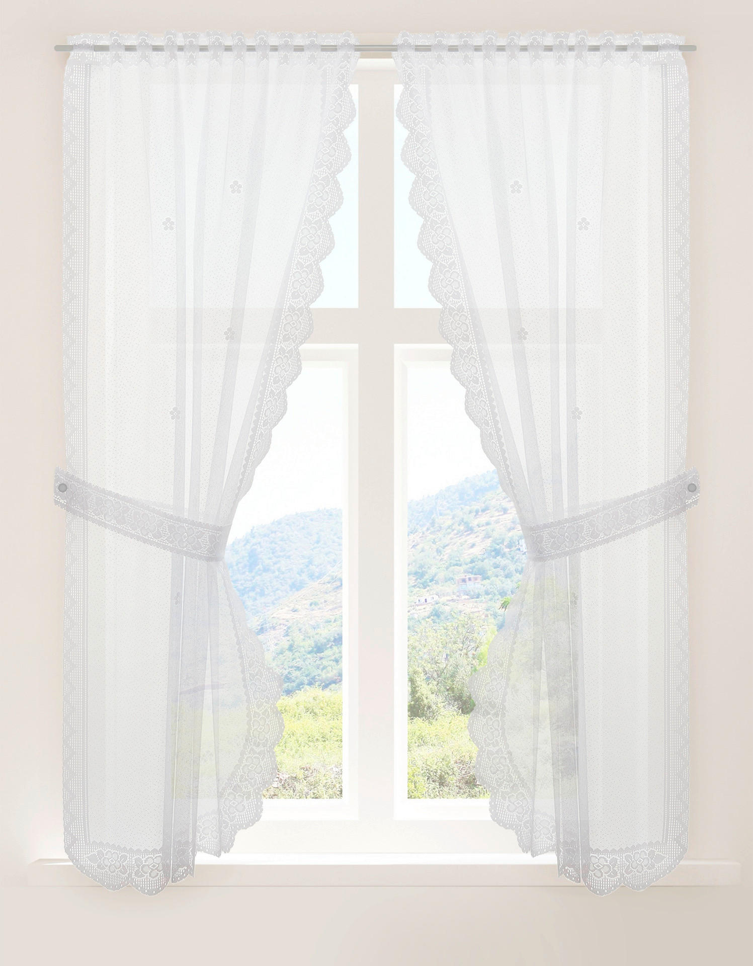 creative lifestyle Landhausgardine Bern weiß B/L: ca. 90x160 cm Bern - weiß (90,00/160,00cm) - creative lifestyle