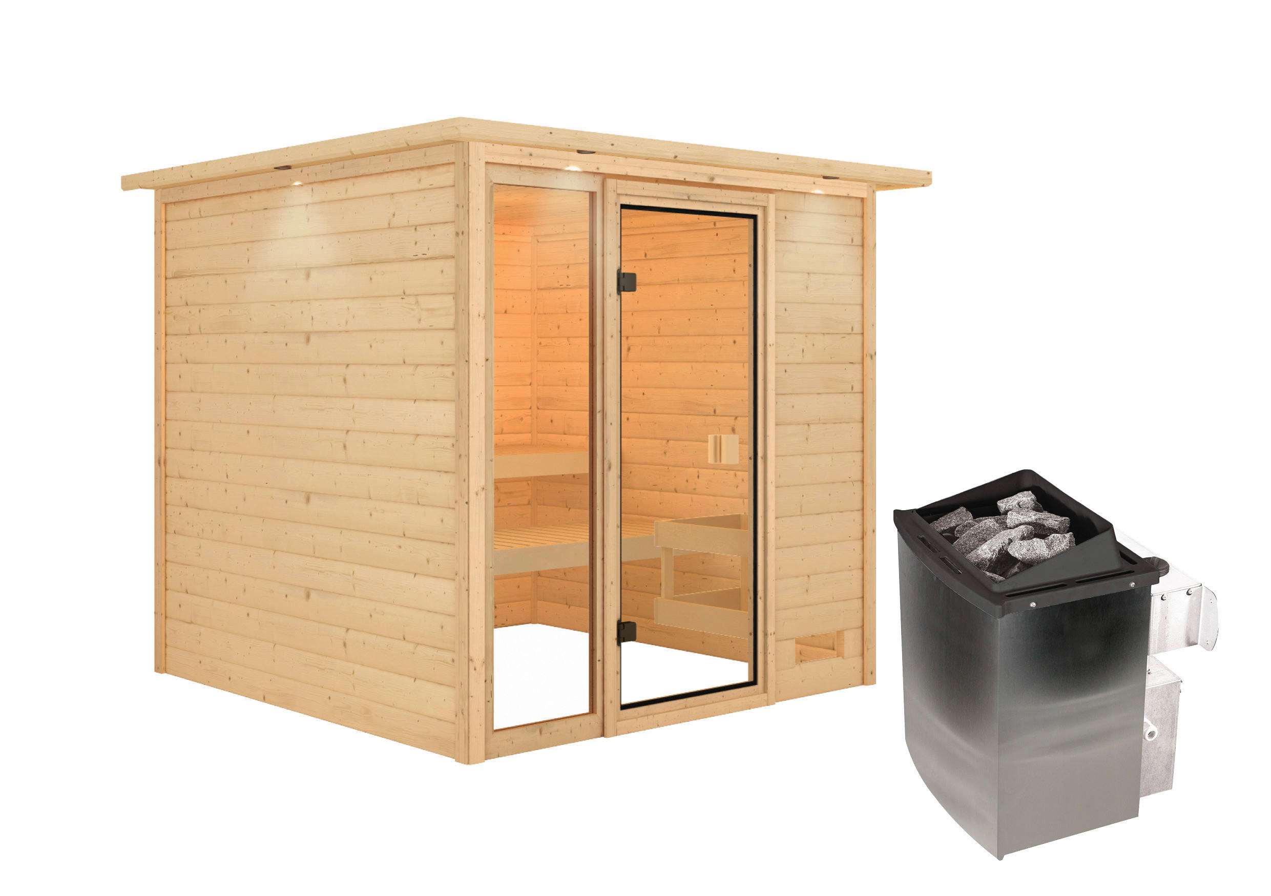 Karibu Sauna Seppel Front natur B/H/T: ca. 196x187x196 cm