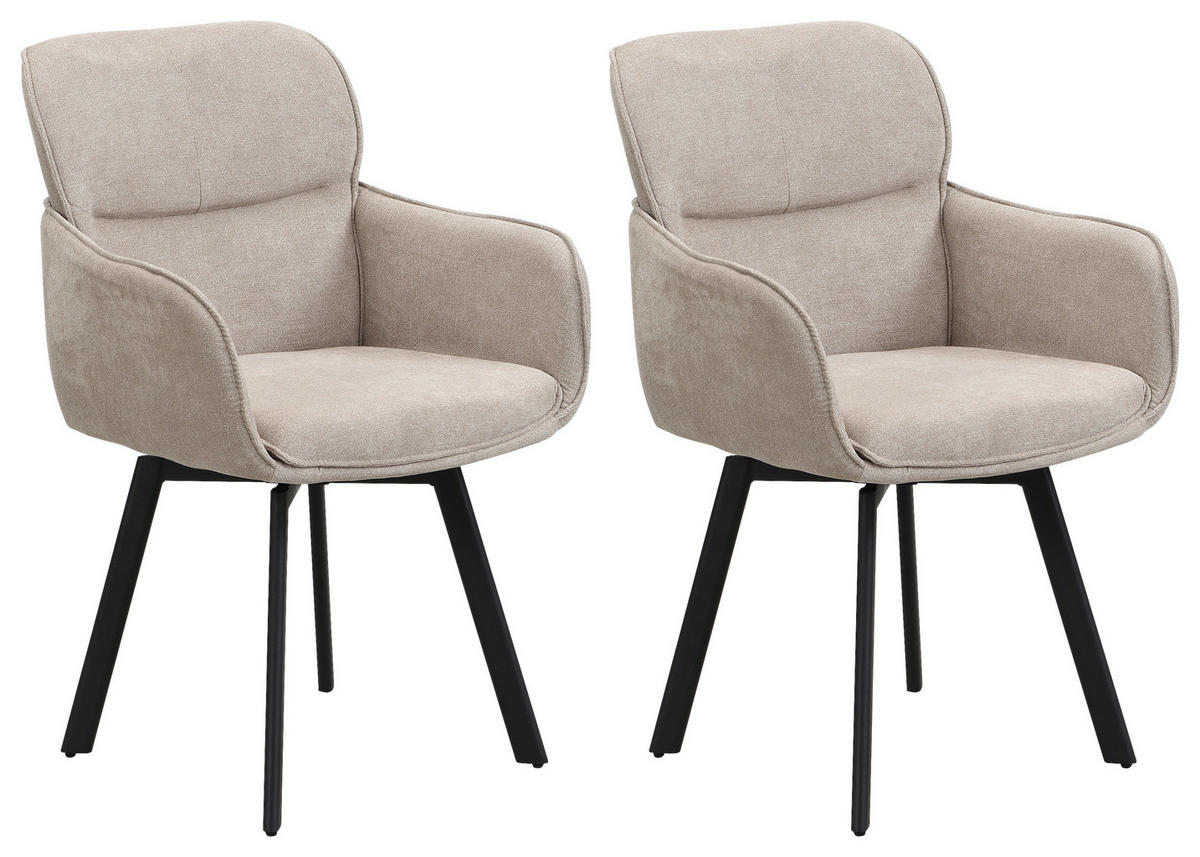 Stuhl RICO schwarz taupe Metall Stoff B/H/T: ca. 61x90x63 cm RICO - schwarz/taupe (61,00/90,00/63,00cm) - byLIVING