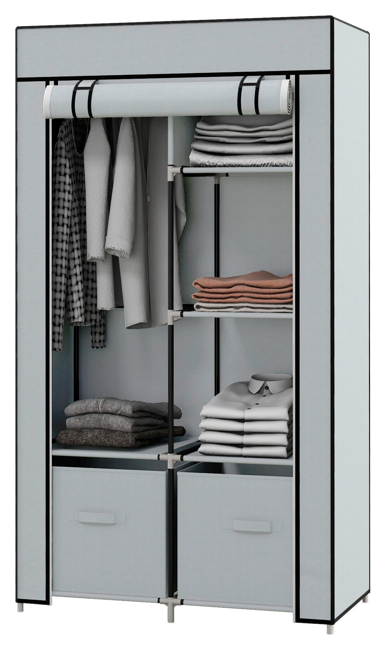 HOMCOM Kleiderschrank hellgrau Polypropylen B/H/L: ca. 42,5x83x162,5 cm Kleiderschrank - hellgrau (162,50/42,50/83,00cm) - HOMCOM