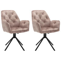 byLIVING Sessel SARINA  2er-Set beige Vintage Samt Metall B/H/T: ca. 59,5x89x62 cm SARINA  2er-Set - beige (59,50/89,00/62,00cm) - byLIVING