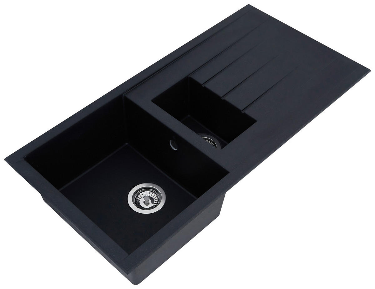 Respekta Einbauspüle Houston 100 x 50 S schwarz Mineralite B/H/T: ca. 100x21x50 cm Houston 100 x 50 S - schwarz (100,00/21,00/50,00cm) - Respekta