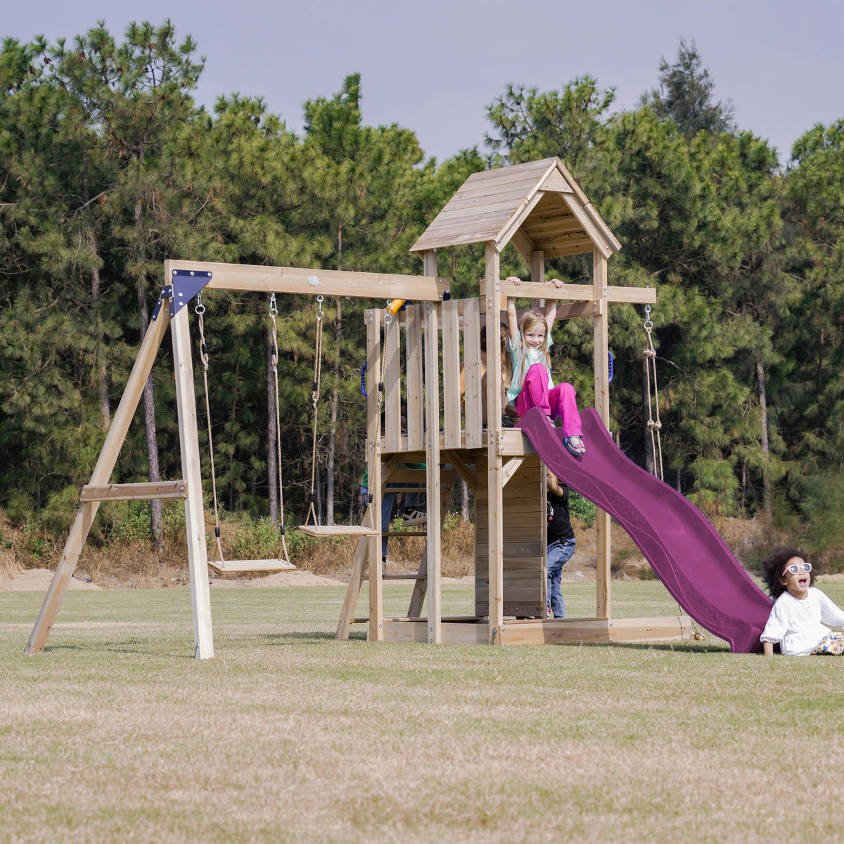AXI Spielturm Moos lila B/H/L: ca. 342x267x375 cm Moos - lila/braun (375,00/342,00/267,00cm) - AXI