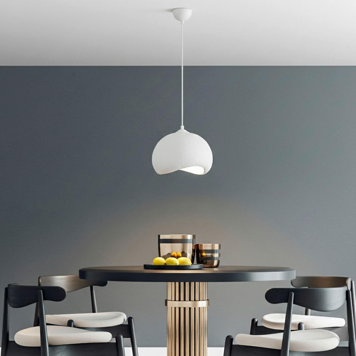 Opviq Pendelleuchte weiß Metall Polyester-Mischgewebe B/H/L: ca. 29x120x34 cm E27 1 Brennstellen Yontu - 15850 - weiß (34,00/29,00/120,00cm) - Opviq