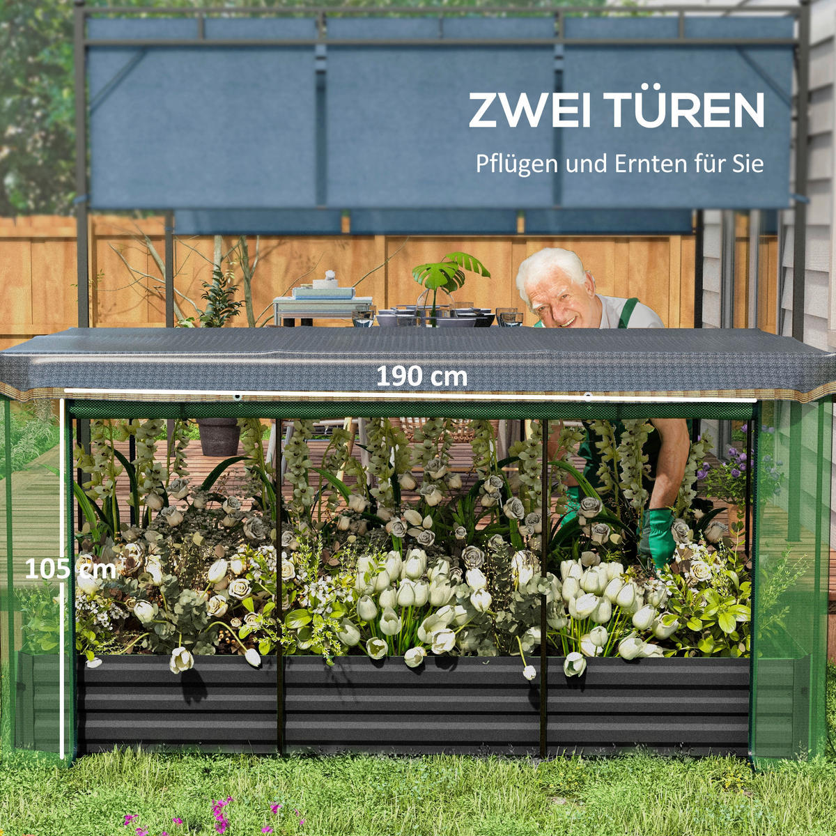 Outsunny Hochbeet dunkelgrau Edelstahl B/H/L: ca. 110x230x110 cm Hochbeet - dunkelgrau (110,00/110,00/230,00cm) - Outsunny