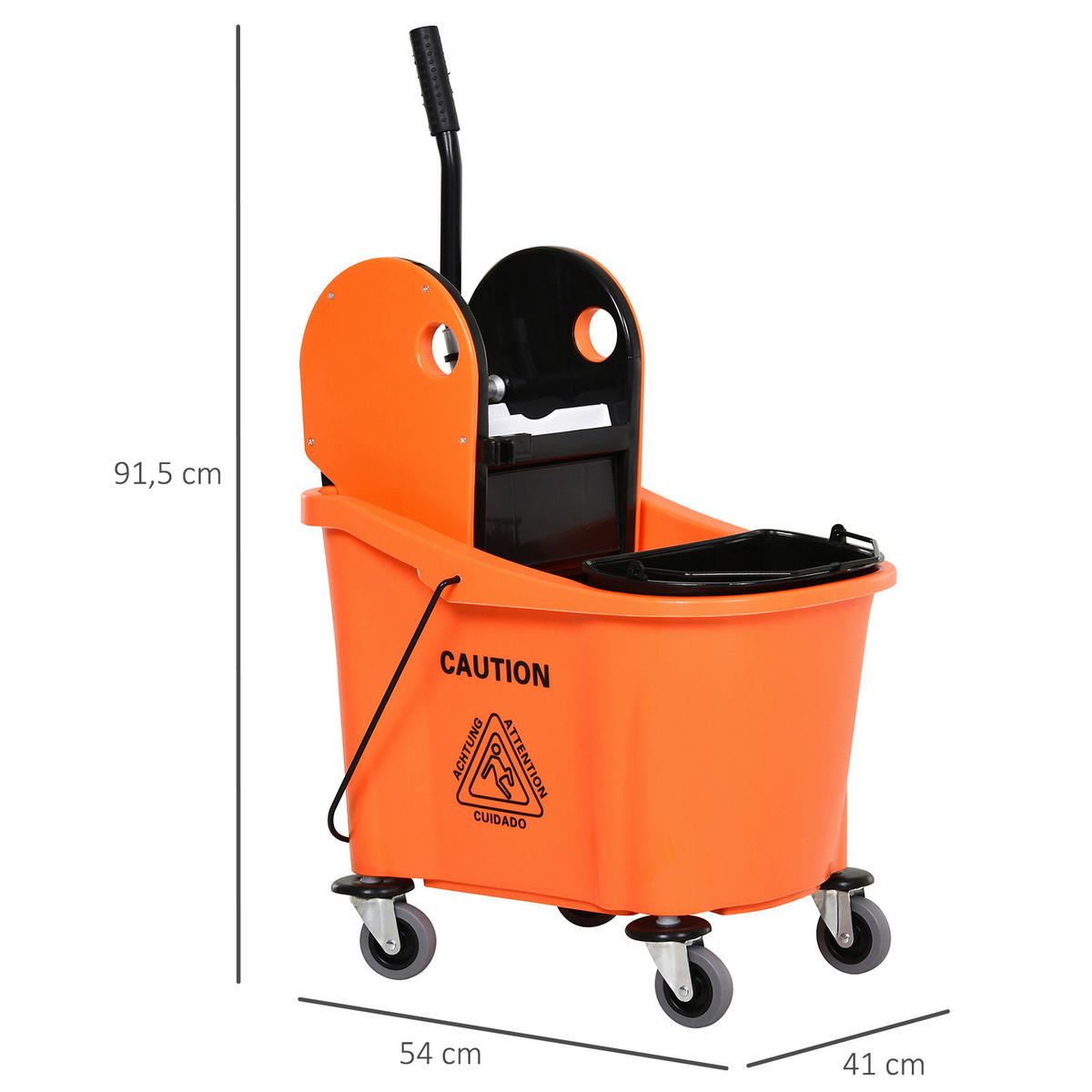 HOMCOM Putzwagen schwarz Kunststoff B/H/T: ca. 54x91,5x41 cm Putzwagen - orange/schwarz (54,00/91,50/41,00cm) - HOMCOM