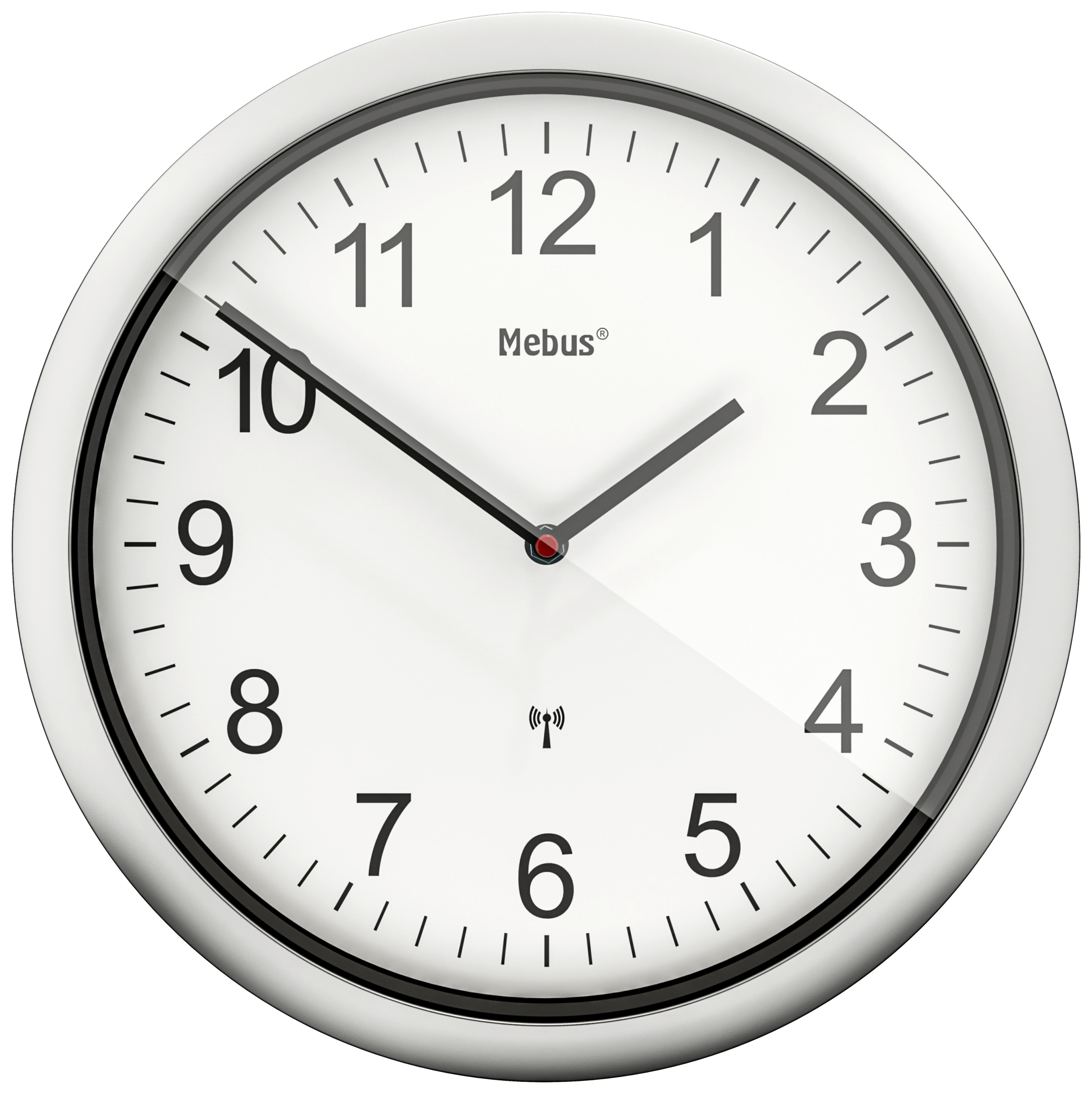 Mebus Wanduhr silber D: ca. 25 cm Wanduhr_Funk - weiß/silber (25,00cm) - Mebus