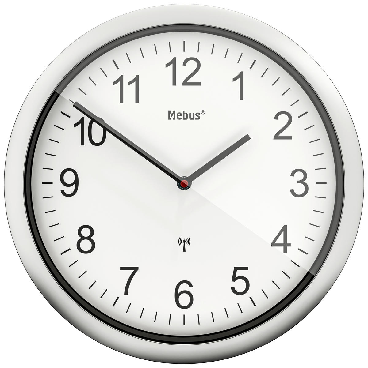 Mebus Wanduhr silber D: ca. 25 cm Wanduhr_Funk - weiß/silber (25,00cm) - Mebus