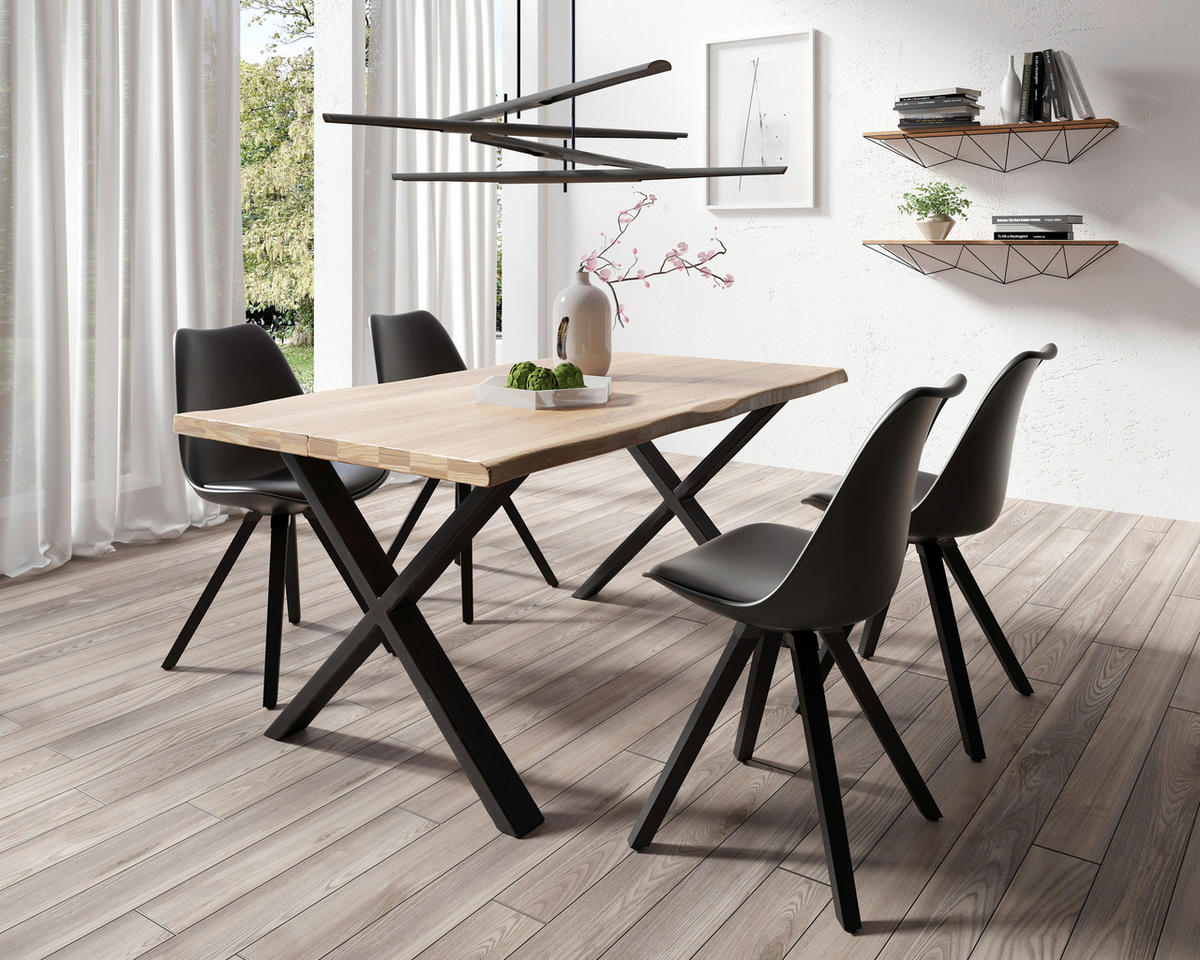 Stuhl KIRA  2er-Set schwarz schwarz schwarz Kunststoff Kunstleder Metall B/H/T: ca. 48x86x55,5 cm KIRA  2er-Set - schwarz (48,00/86,00/55,50cm) - byLIVING