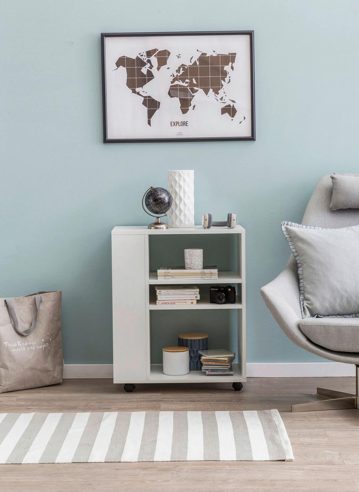 Regal weiß schwarz B/H/T: ca. 60x75x35 cm Regal - weiß/schwarz (60,00/75,00/35,00cm) - Wohnling