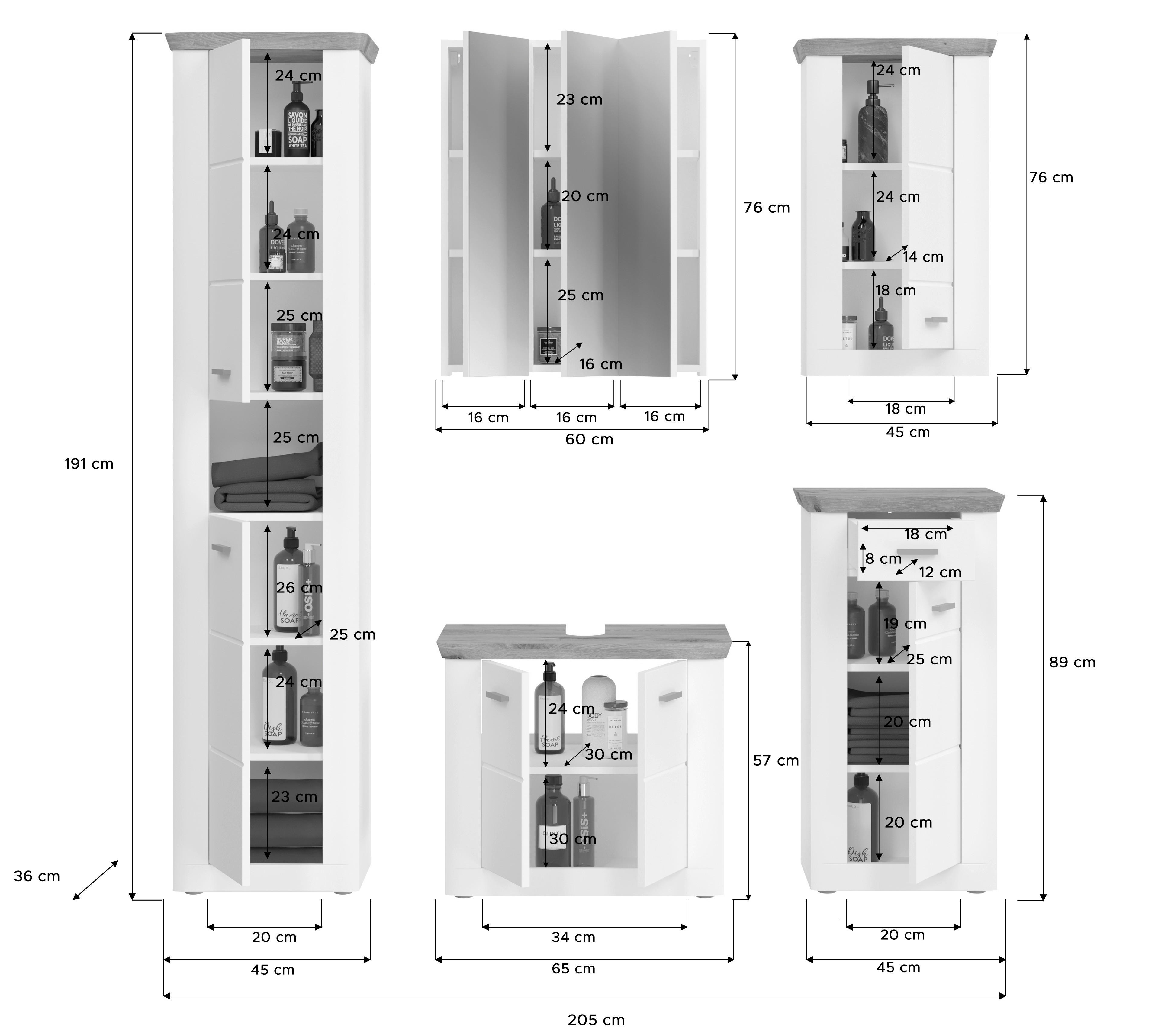 Waschbeckenunterschrank Michigan B/H/T: ...