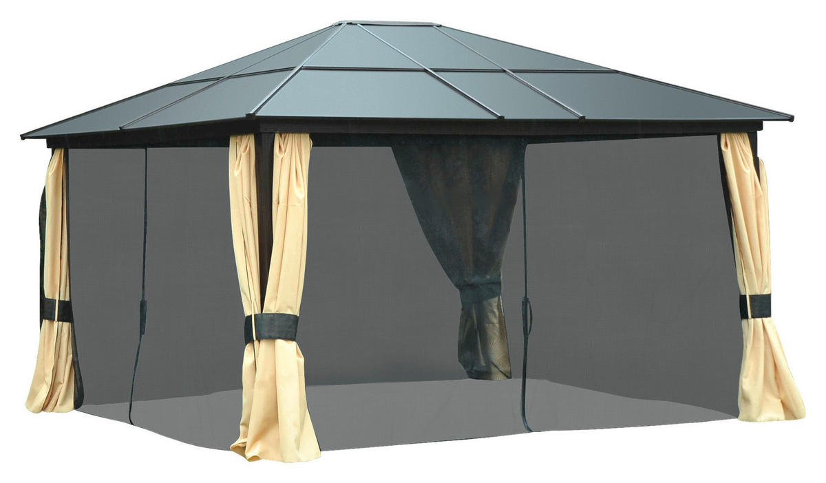 Outsunny Pavillon braun Aluminium B/H/L: ca. 360x265x420 cm Gartenpavillon - braun/beige (420,00/360,00/265,00cm) - Outsunny