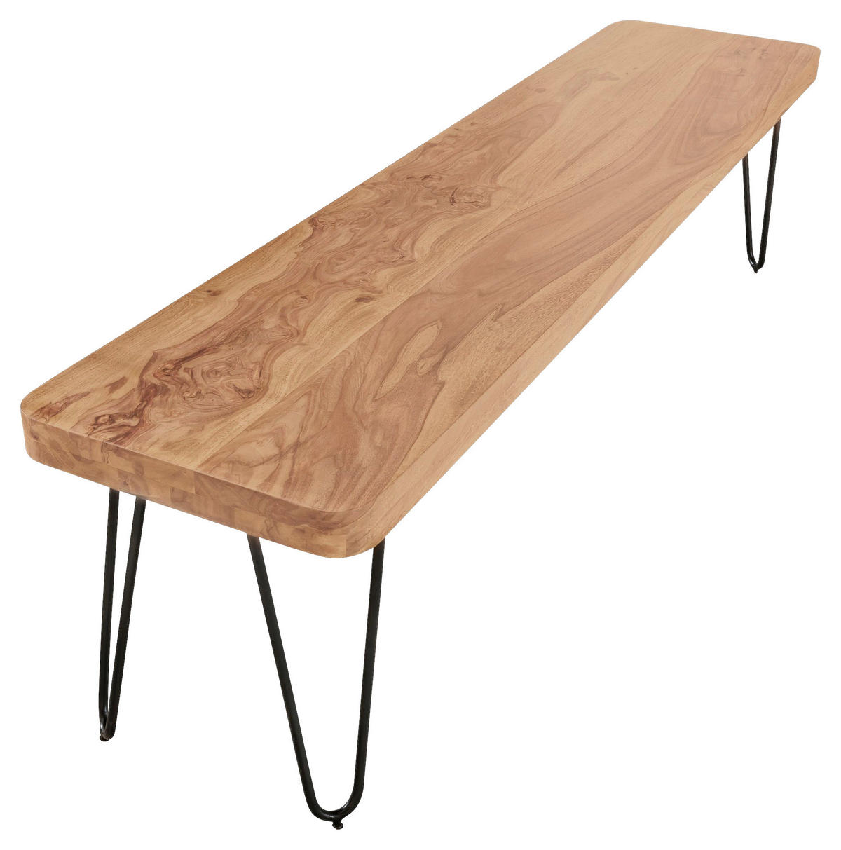 Wohnling Sitzbank natur schwarz Akazie Metall B/H/T: ca. 120x45x40 cm Sitzbank - natur/schwarz (120,00/45,00/40,00cm) - Wohnling