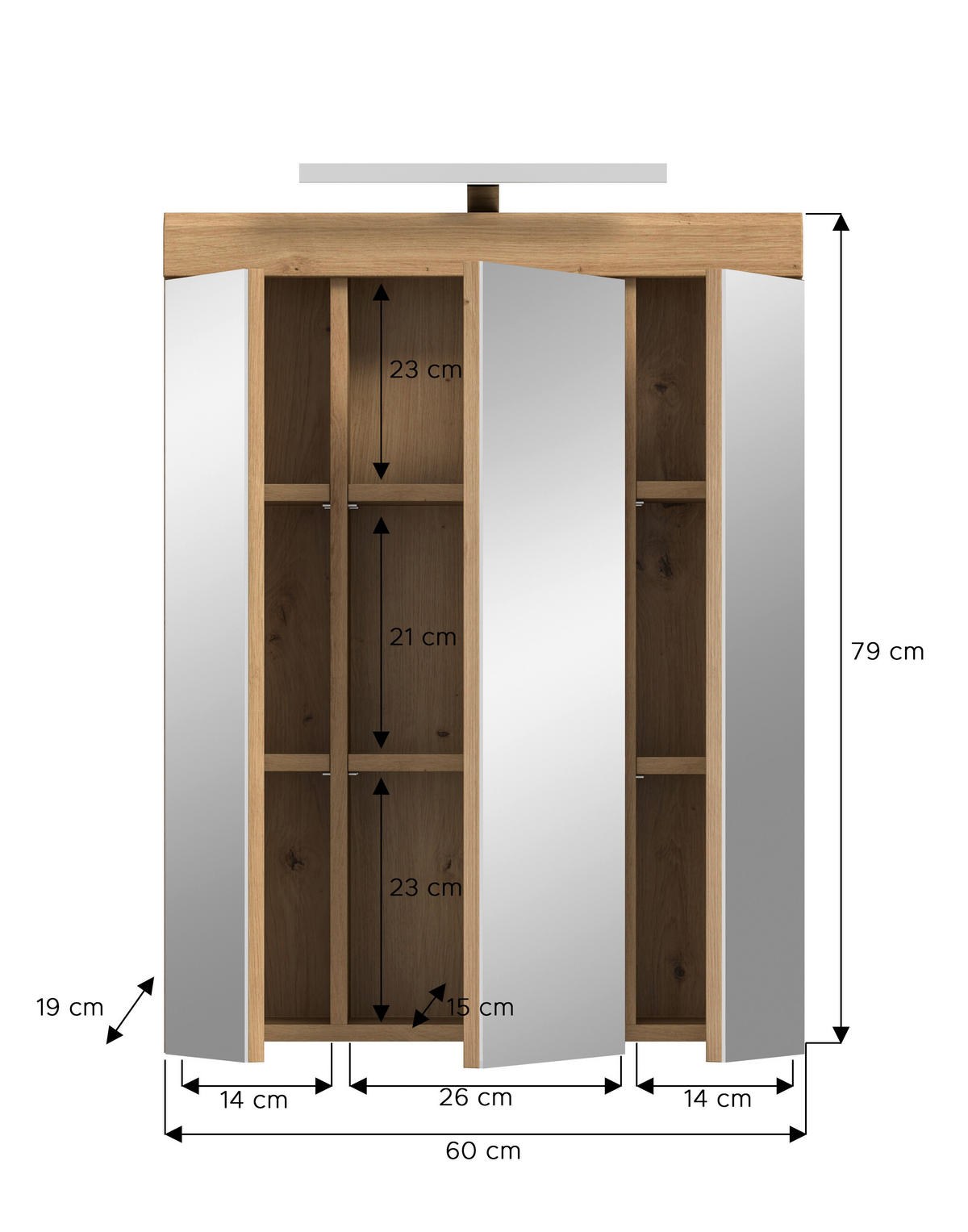 Spiegelschrank Scout Eiche Artisan Nachbildung salbei Nachbildung B/H/T: ca. 60x79x37 cm Scout - Eiche/salbei (60,00/79,00/37,00cm) - xonox.home