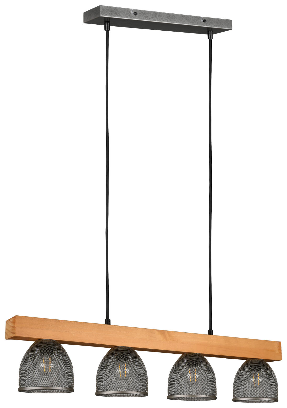 Reality Pendelleuchte R30704067 nickel Metall Holz B/H/T: ca. 75x150x12 cm E14 4 Brennstellen Cestino - nickel (75,00/150,00/12,00cm) - Reality