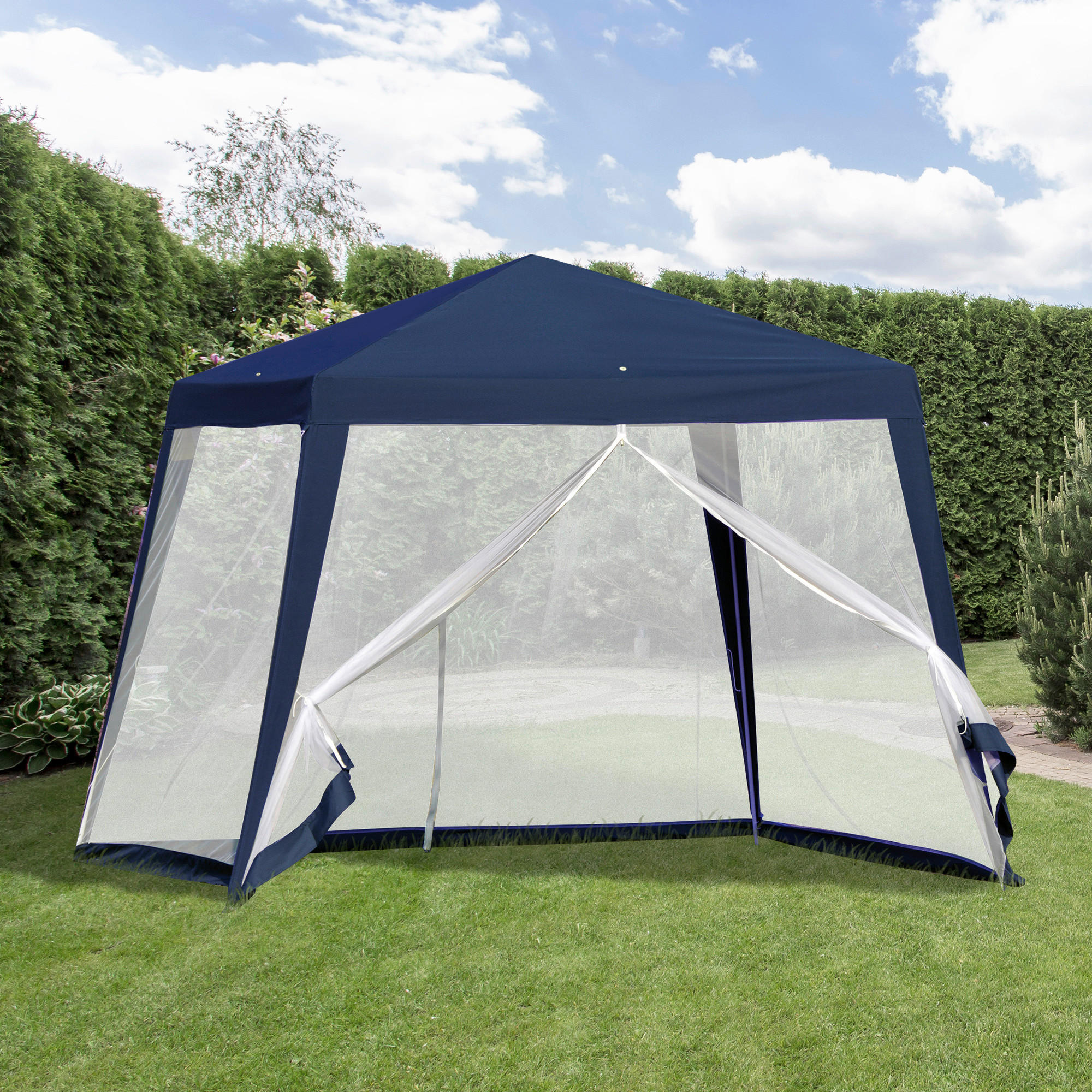 Outsunny Pavillon blau Polyester B/H/L: ca. 300x245x300 cm Pavillon - blau (300,00/300,00/245,00cm) - Outsunny