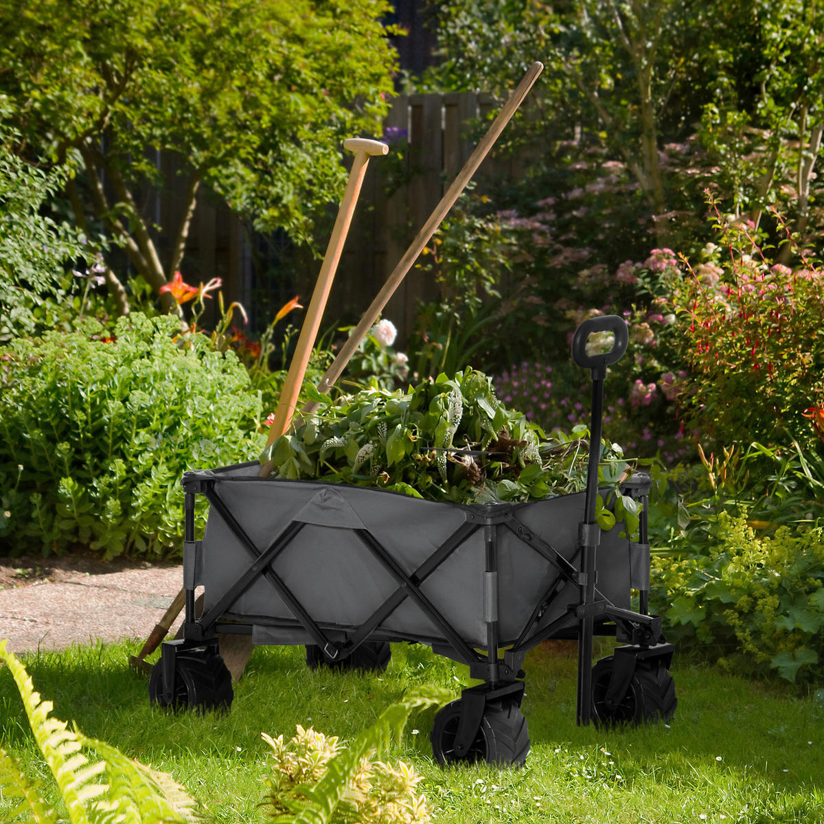 Outsunny Transportwagen grau B/H/L: ca. 55x61x108 cm Transportwagen - grau (108,00/55,00/61,00cm) - Outsunny