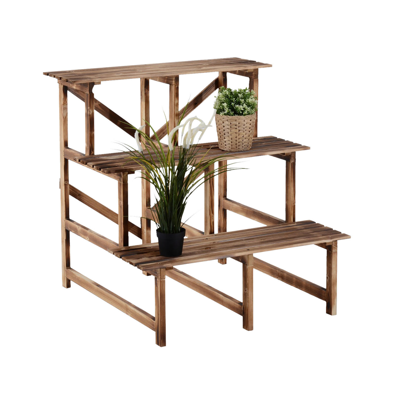 Outsunny Pflanzentreppe Pflanzentreppe - natur (80,00/80,00/80,00cm) - Outsunny