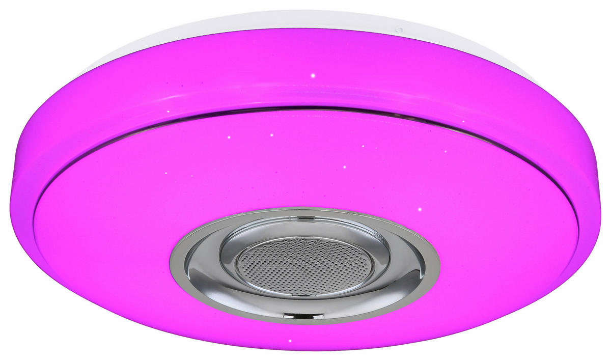 POCOline Deckenleuchte Sound weiß Chrom Kunststoff Metall H/D: ca. 8x34 cm Sound - weiß/Chrom (34,00/8,00cm) - POCOline