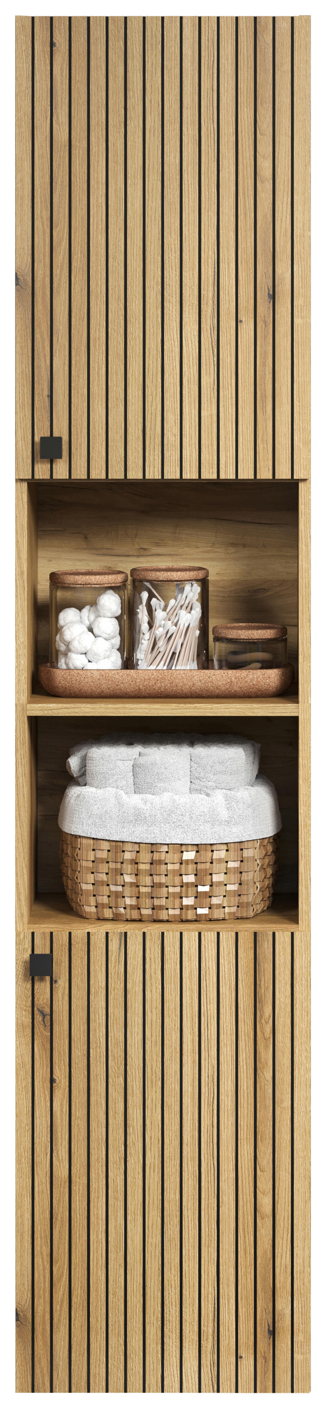 Hochschrank Pure Bliss Eiche Evoke Oak Nachbildung schwarz B/H/T: ca. 40x186x31 cm Pure Bliss - Eiche/schwarz (40,00/186,00/31,00cm)