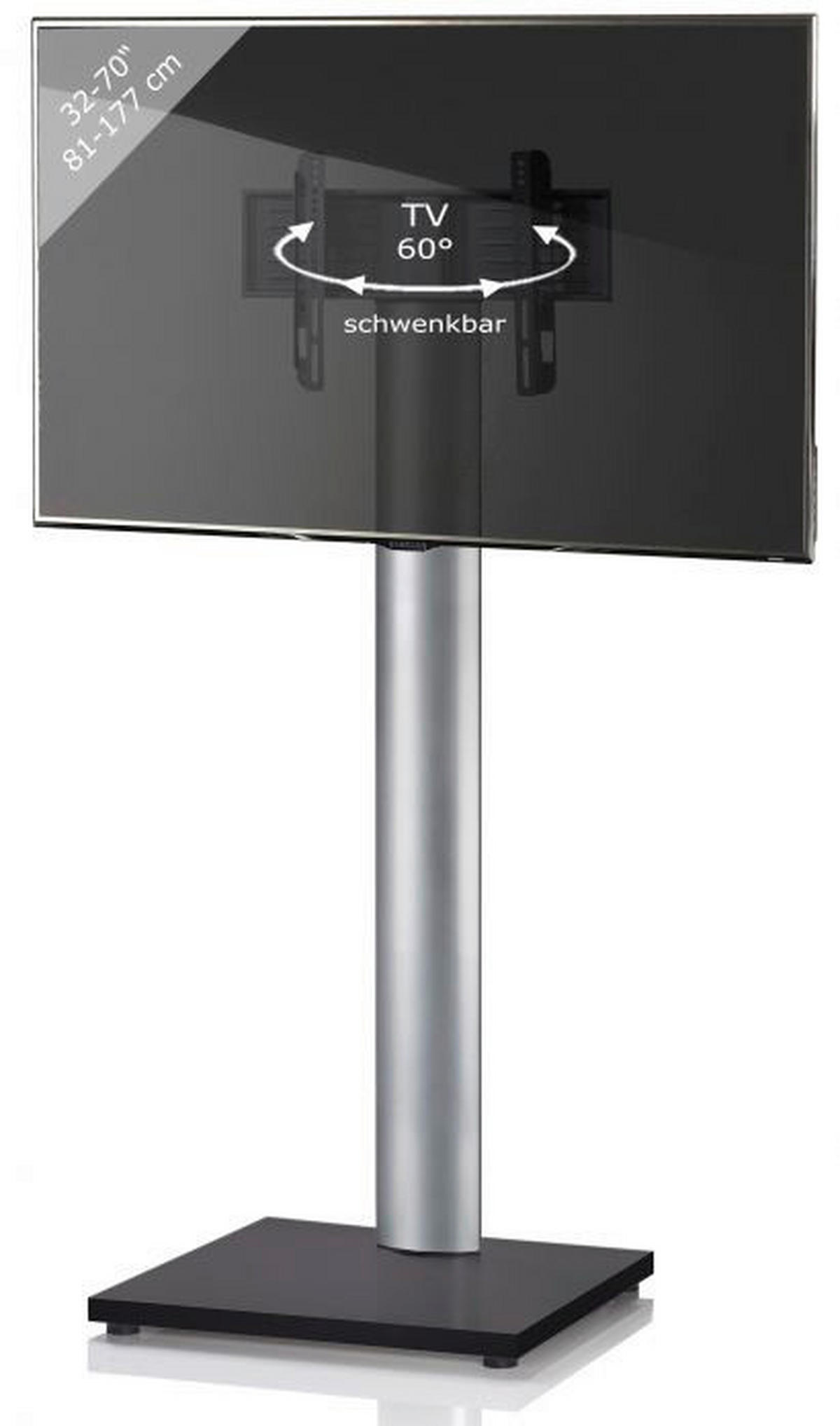 VCM TV-Standfuß TV Standfuß schwarz silber Onu Schwarzlack  TV Standfuß - schwarz/silber (68,00/174,00/60,00cm) - VCM