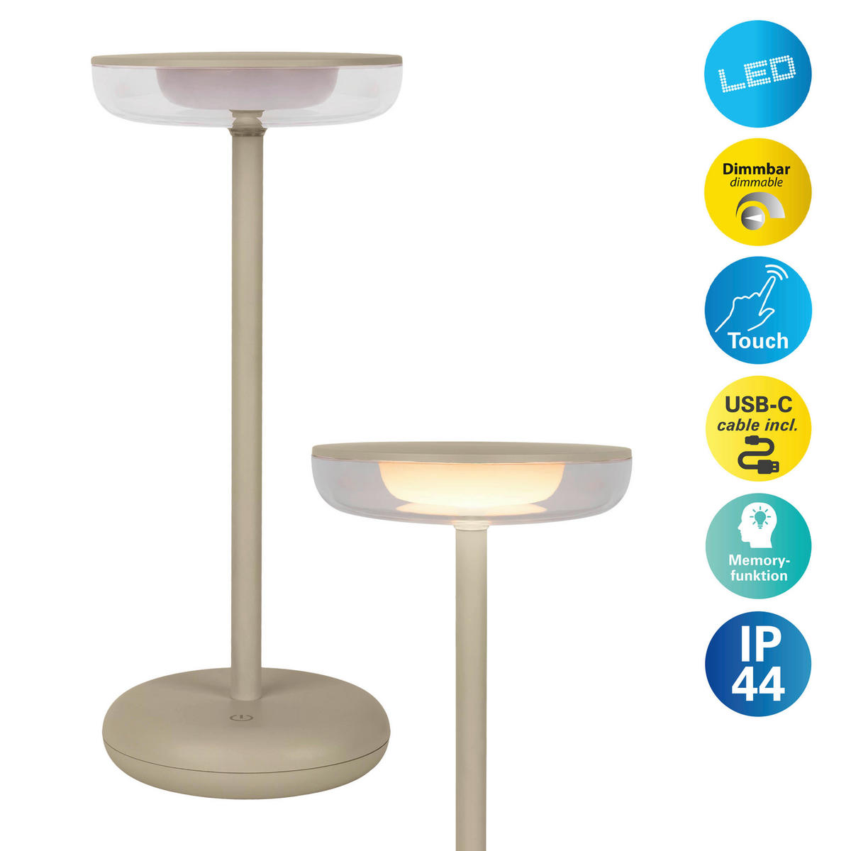 LED-Außentischleuchte beige B/H/T/D: ca. 11x26,4x11x11 cm PASI - beige (11,00/26,40/11,00cm) - Näve Leuchten
