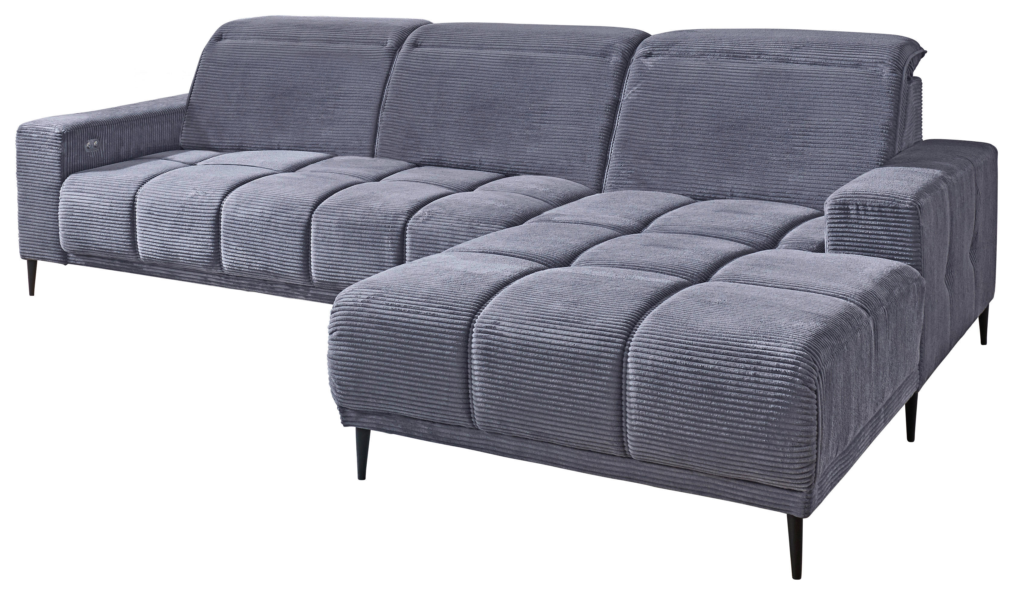 Funktionsecke Livorno dunkelgrau Velourstoff B/H/T: ca. 286x107x115 cm Livorno - schwarz/dunkelgrau (286,00/107,00/115,00cm)