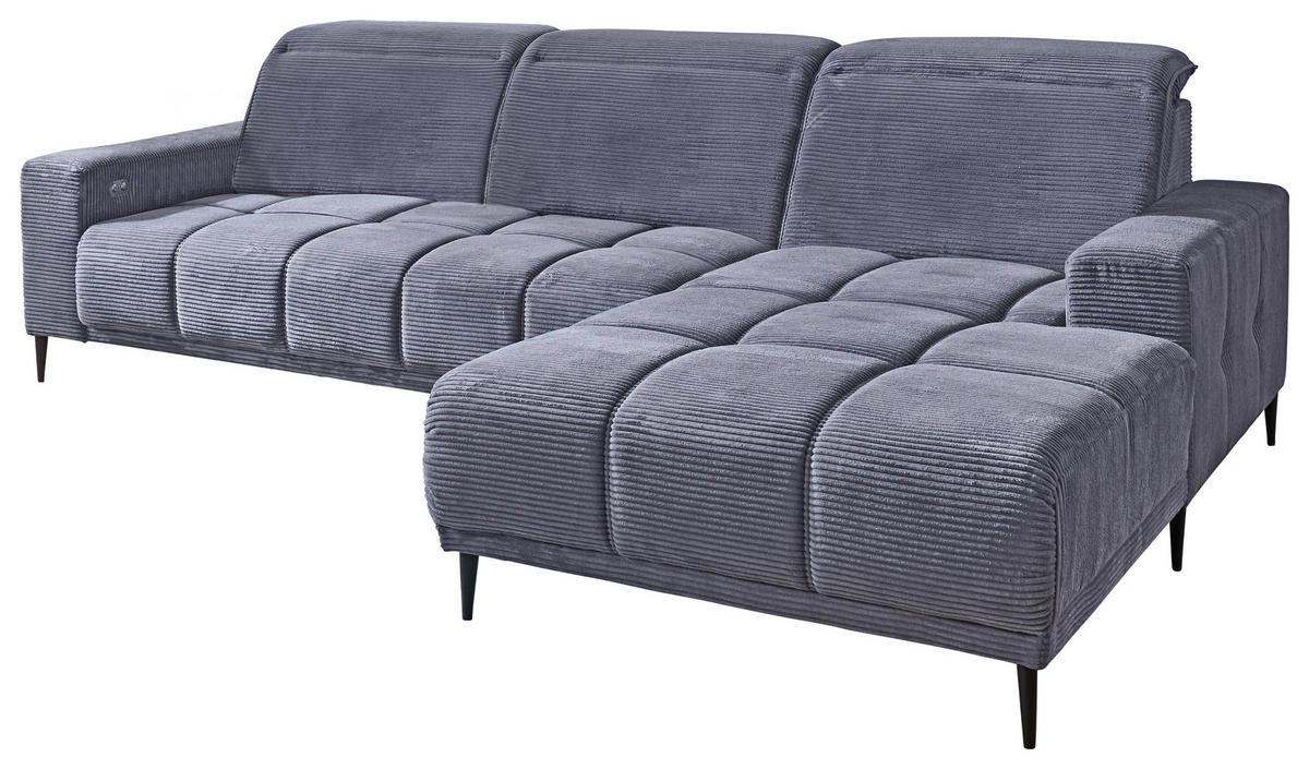 Ecksofa Livorno dunkelgrau Microfaser B/H/T: ca. 286x107x115 cm Livorno - schwarz/dunkelgrau (286,00/107,00/115,00cm)
