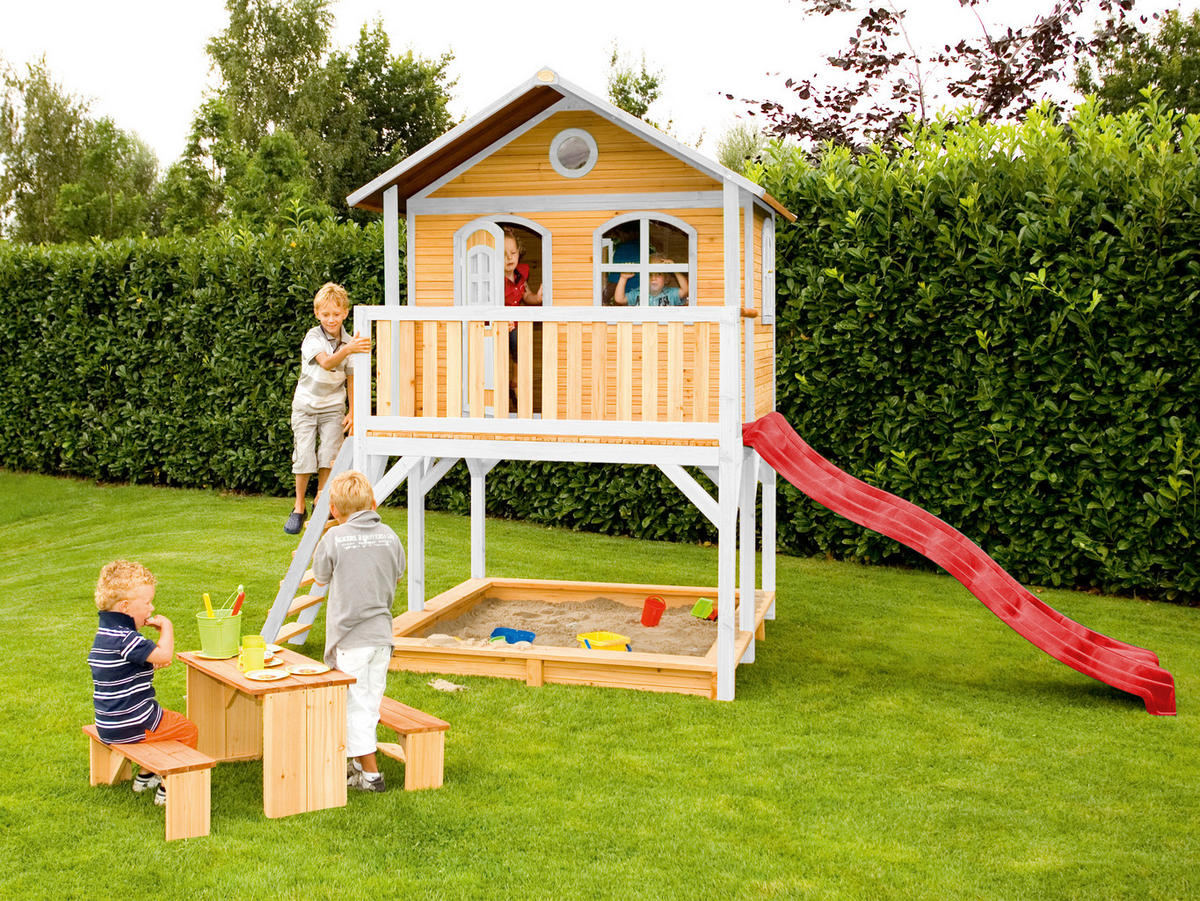AXI Spielhaus Marc braun B/H/L: ca. 432x293x212 cm Marc - braun/weiß (212,00/432,00/293,00cm) - AXI