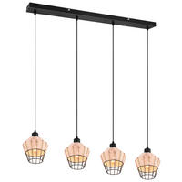 Reality Pendelleuchte R31264036 Borka natur Rattan B/H/T: ca. 95x150x17 cm E27 4 Brennstellen Borka - natur (95,00/150,00/17,00cm) - Reality