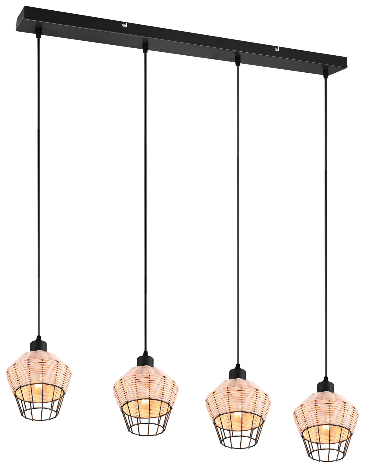 Reality Pendelleuchte R31264036 Borka natur Rattan B/H/T: ca. 95x150x17 cm E27 4 Brennstellen Borka - natur (95,00/150,00/17,00cm) - Reality
