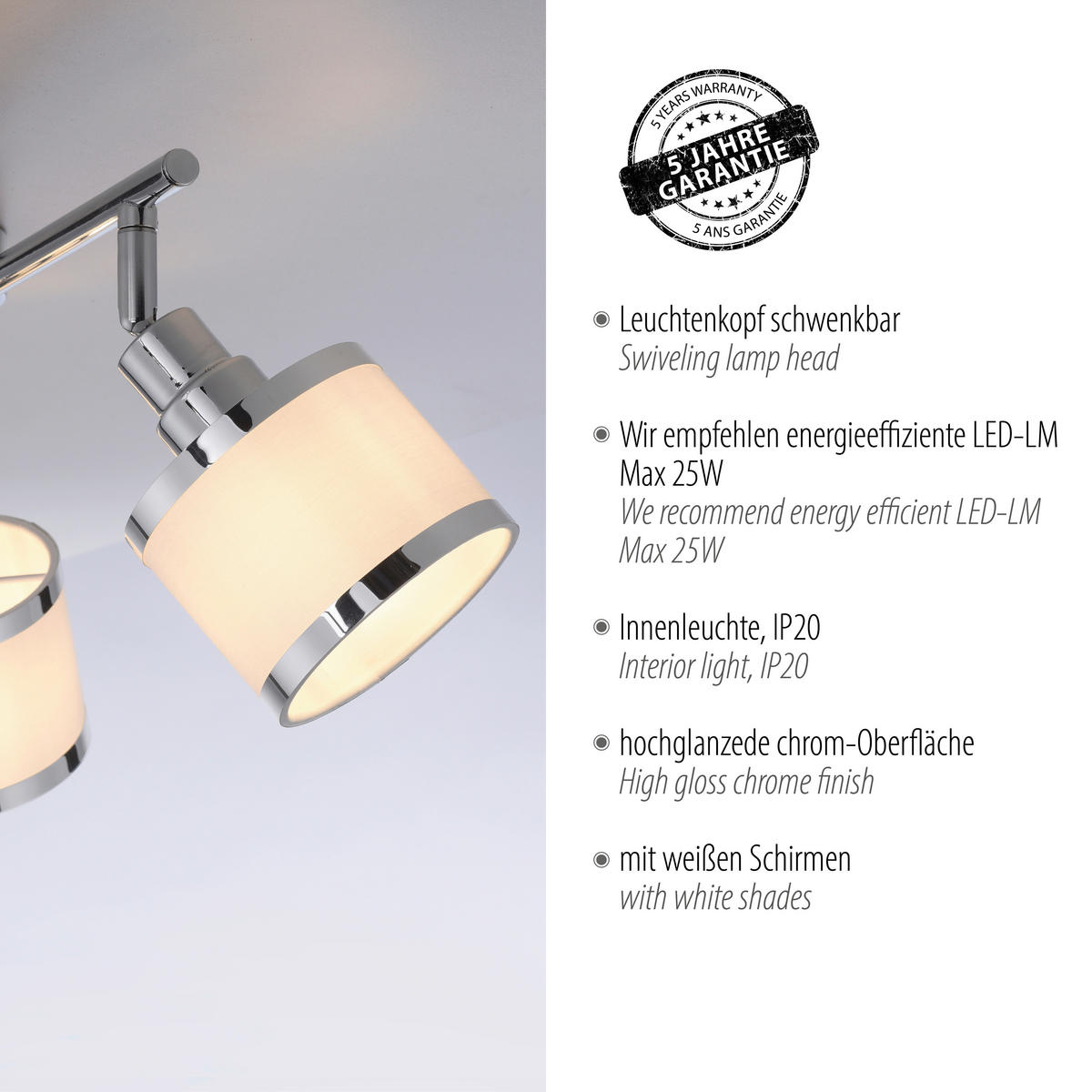 Just Light Spot ACCOR 15373-17 ACCOR - weiß/Chrom (69,00/29,00/22,00cm) - Just Light