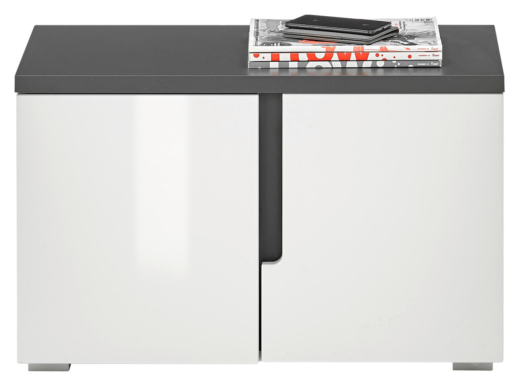 Sitzbank Boston weiß weiß Hochglanz anthrazit B/H/T: ca. 70x44x38 cm Boston - weiß/anthrazit (70,00/44,00/38,00cm)