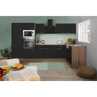Respekta Winkelküche KBL340EYSMISGKE schwarz B/H/T: ca. 340x205x172 cm KBL340EYSMISGKE - Eiche/schwarz (340,00/205,00/172,00cm) - Respekta