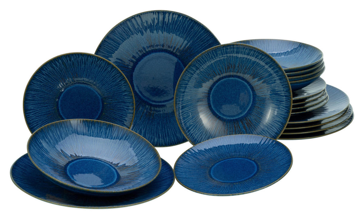 CreaTable Tafelservice Sea Breeze blau Steinzeug 18 tlg. Sea Breeze - blau - CreaTable