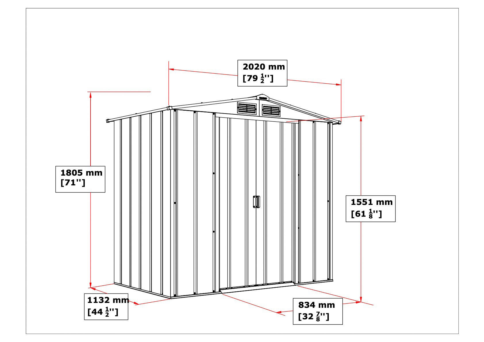VCM Gerätehaus anthrazit Metall B/H/L: ca. 202x181x113 cm Gerätehaus mit Schiebetür - anthrazit (113,00/202,00/181,00cm) - VCM