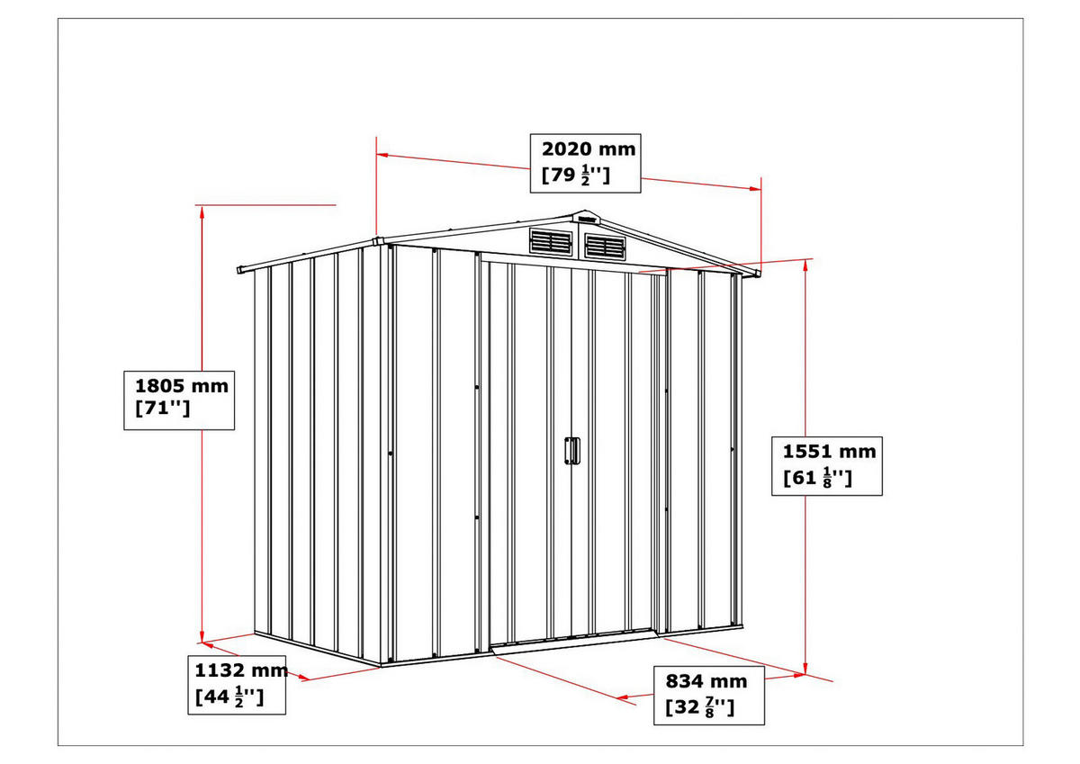 VCM Gerätehaus anthrazit B/H/L: ca. 202x181x113 cm Gerätehaus mit Schiebetür - anthrazit (113,00/202,00/181,00cm) - VCM