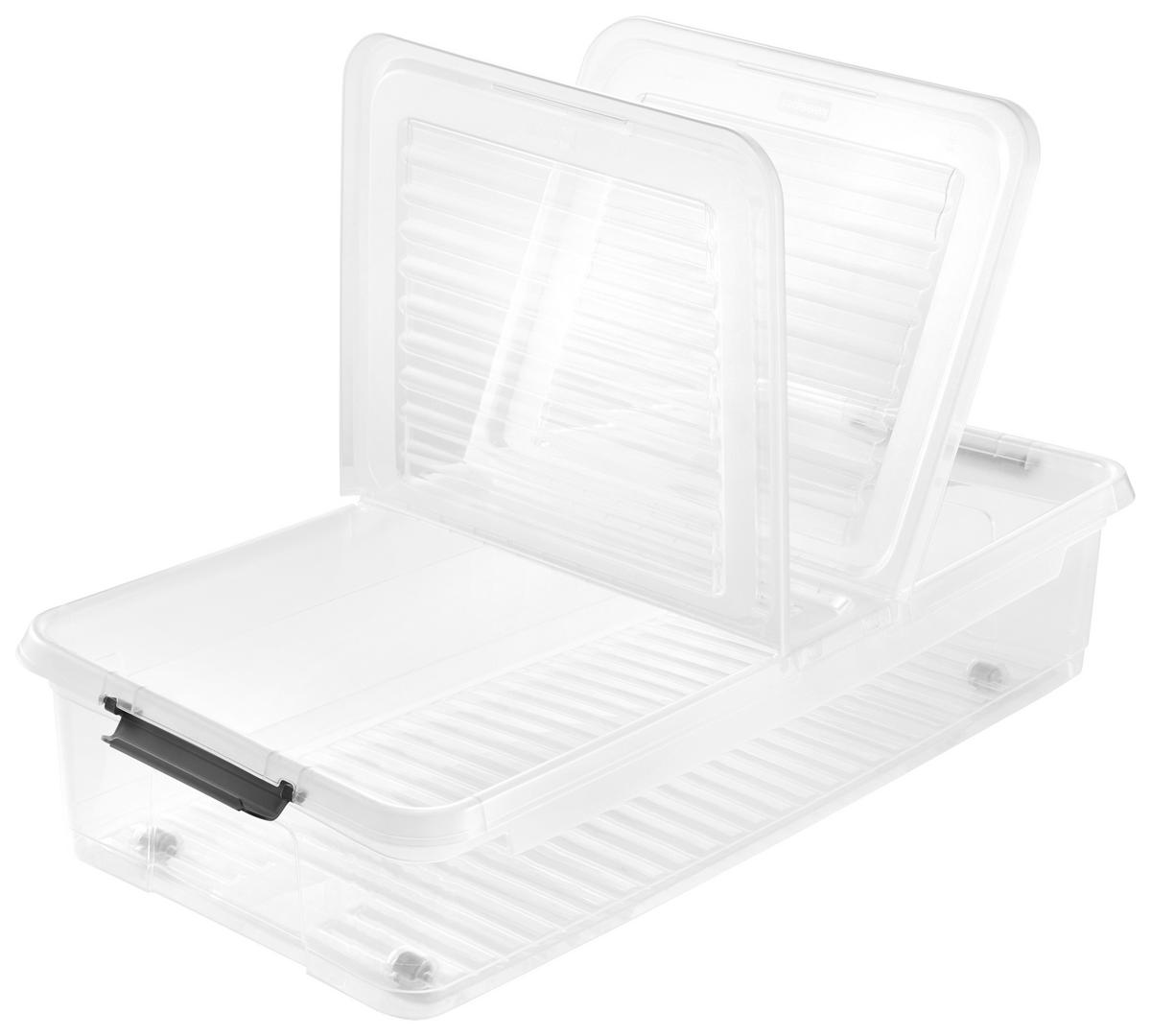 Aufbewahrungsbox transparent B/T/L: ca. 38x77x38 cm Unterbettbox_mit_Rollen_leo - transparent (38,00/38,00cm)