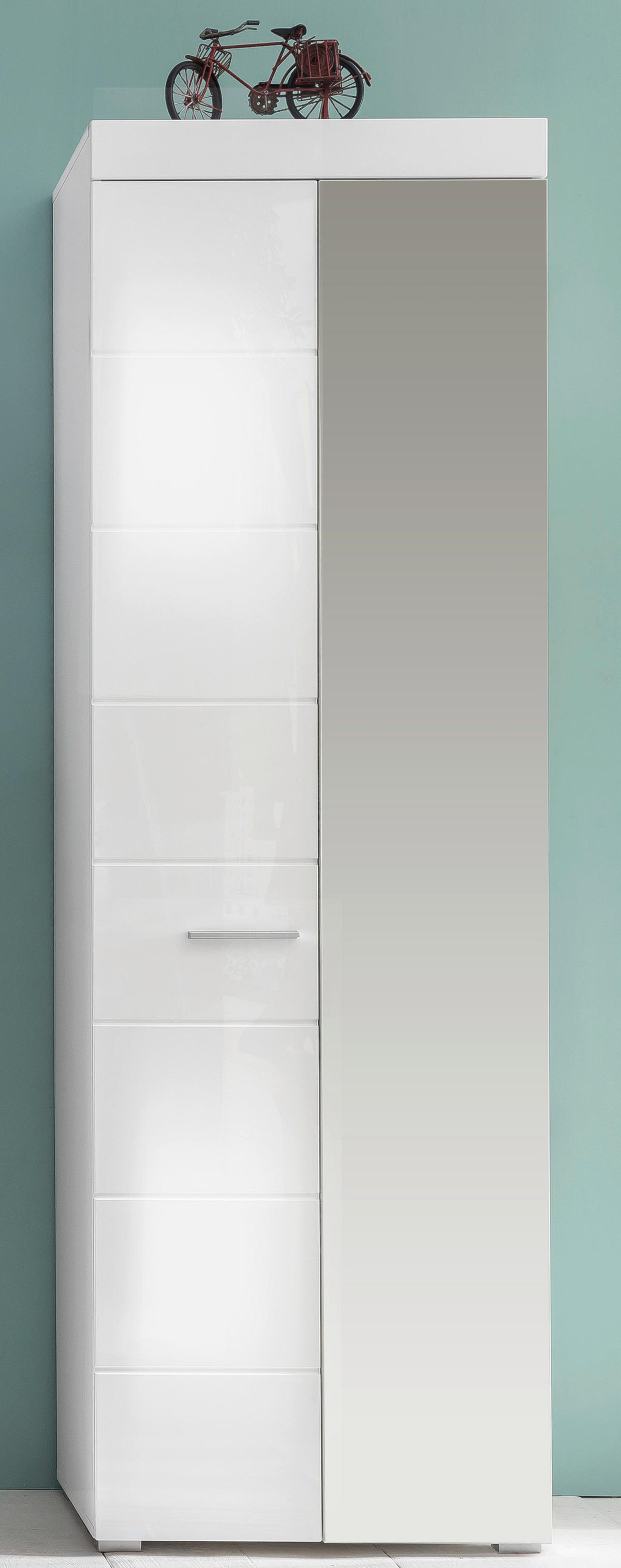 Garderobenschrank Amanda weiß Hochglanz B/H/T: ca. 62x195x38 cm Amanda - weiß (62,00/195,00/38,00cm) - Trendteam