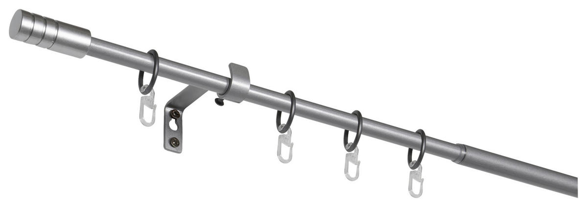 Gardinenstange silber Metall ausziehbar von ca. 120 bis 210 cm 1.0 Läufe Gardinenstange_Rillcube - silber