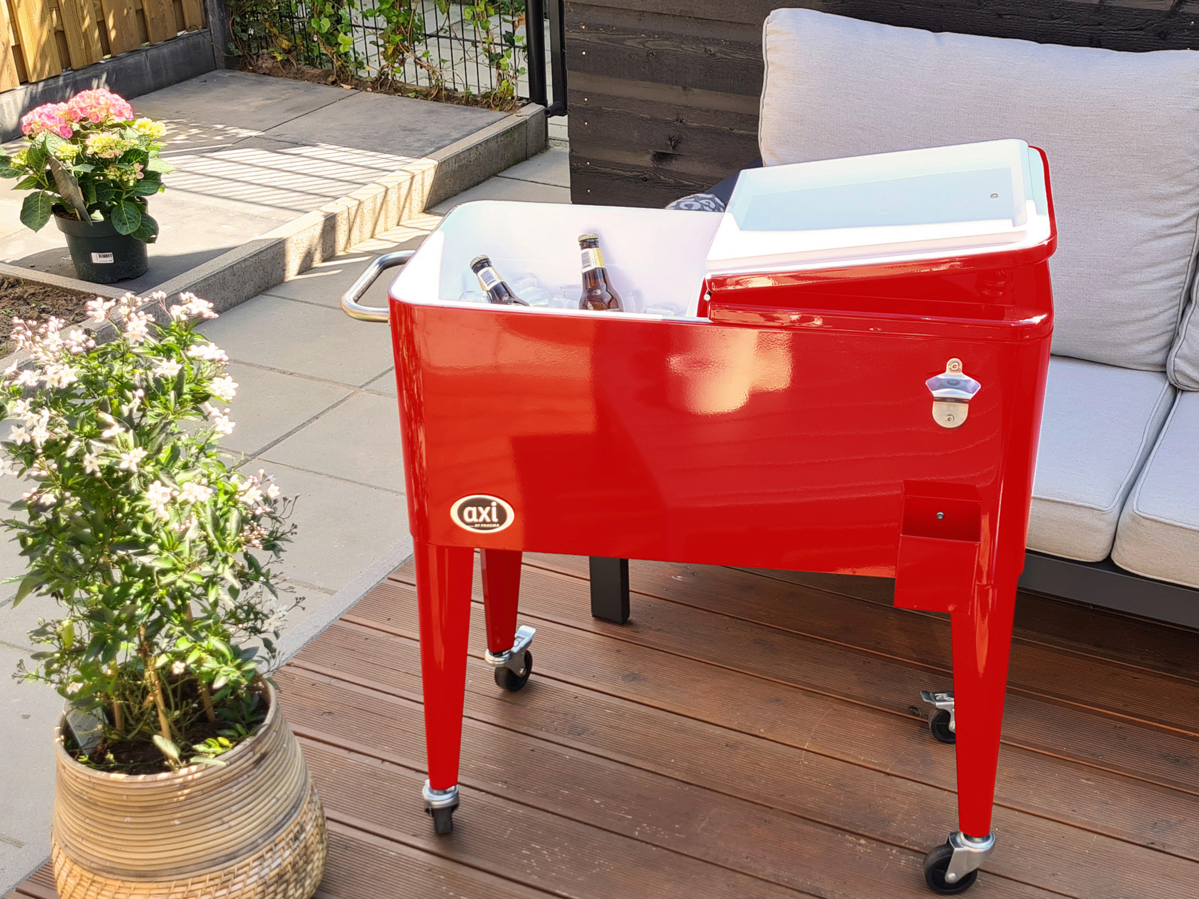 AXI Outdoor Living Getränkekühler Retro rot Metall B/H/L: ca. 43x89x92 cm Retro - rot (92,00/43,00/89,00cm) - AXI Outdoor Living