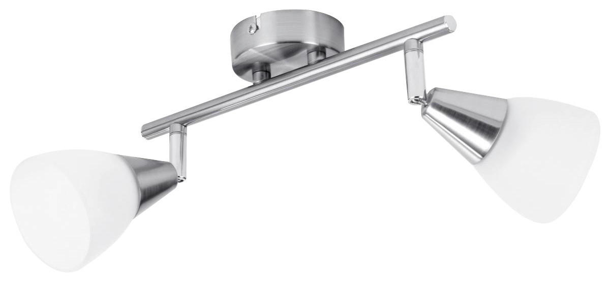 POCOline Spotbalken nickel matt weiß Metall Glas B/H/L: ca. 8,5x20x30 cm E14 2 Brennstellen Tadea - weiß/nickel matt (30,00/8,50/20,00cm) - POCOline