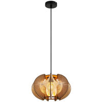 GLOBO Pendelleuchte SAKURA 30533446 natur dunkelbraun schwarz MDF Metall Hanfseil H/D: ca. 150x34 cm E27 1 Brennstellen SAKURA - dunkelbraun/natur (34,00/150,00cm) - GLOBO