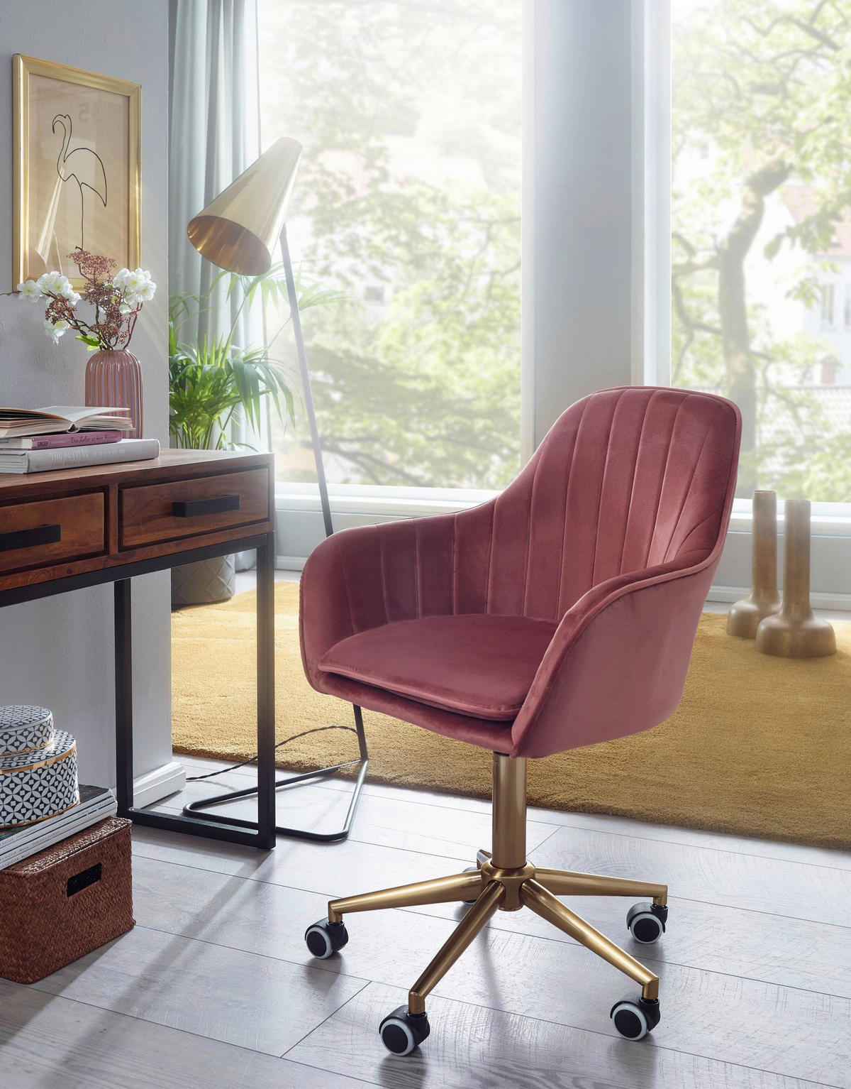 Drehstuhl rosa Bürostuhl - rosa (52,00/105,00/54,00cm) - Amstyle