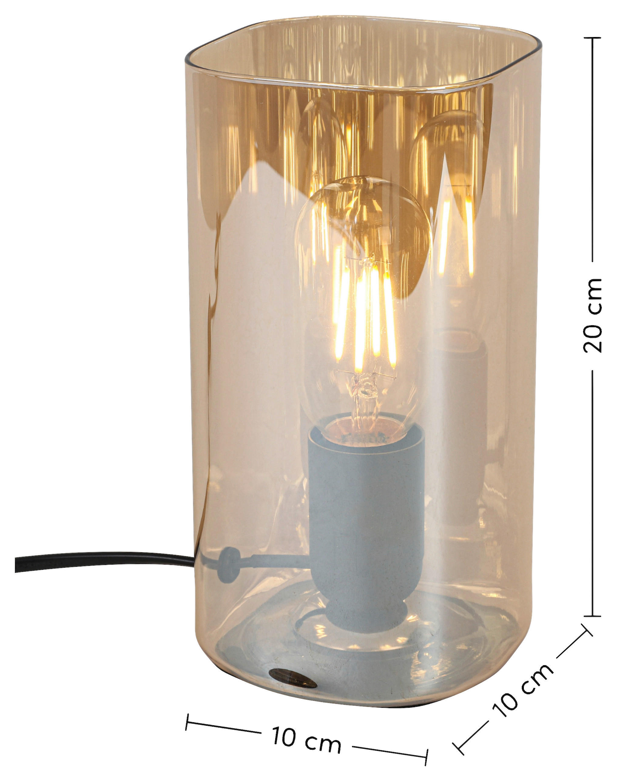 Nolo Tischleuchte Paige amber Glas B/H/L: ca. 9,5x20x9,5 cm E27 1 Brennstellen Paige - amber (9,50/9,50/20,00cm) - Nolo