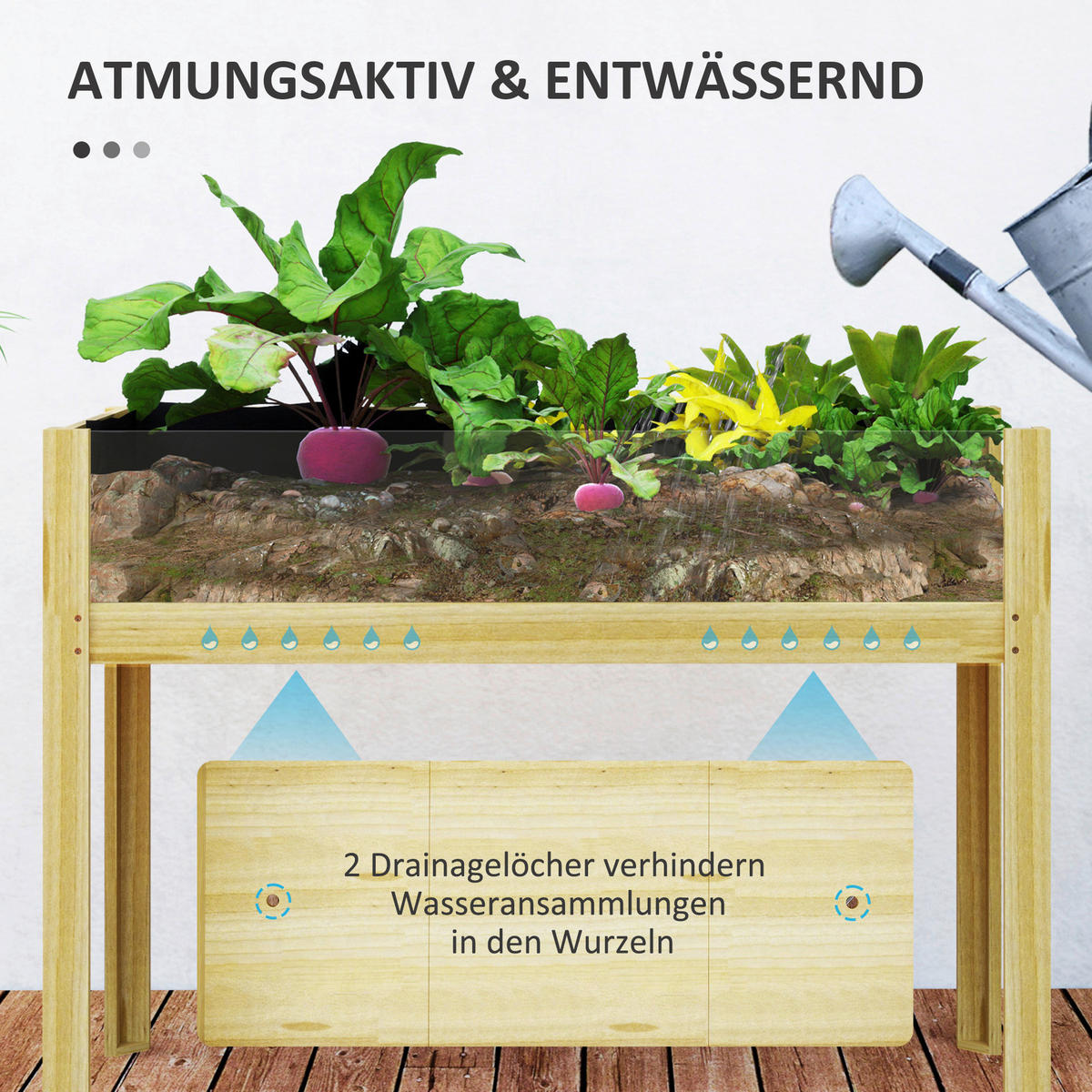 Outsunny Hochbeet natur Holz B/H/L: ca. 50x80x110 cm Hochbeet - natur (110,00/50,00/80,00cm) - Outsunny