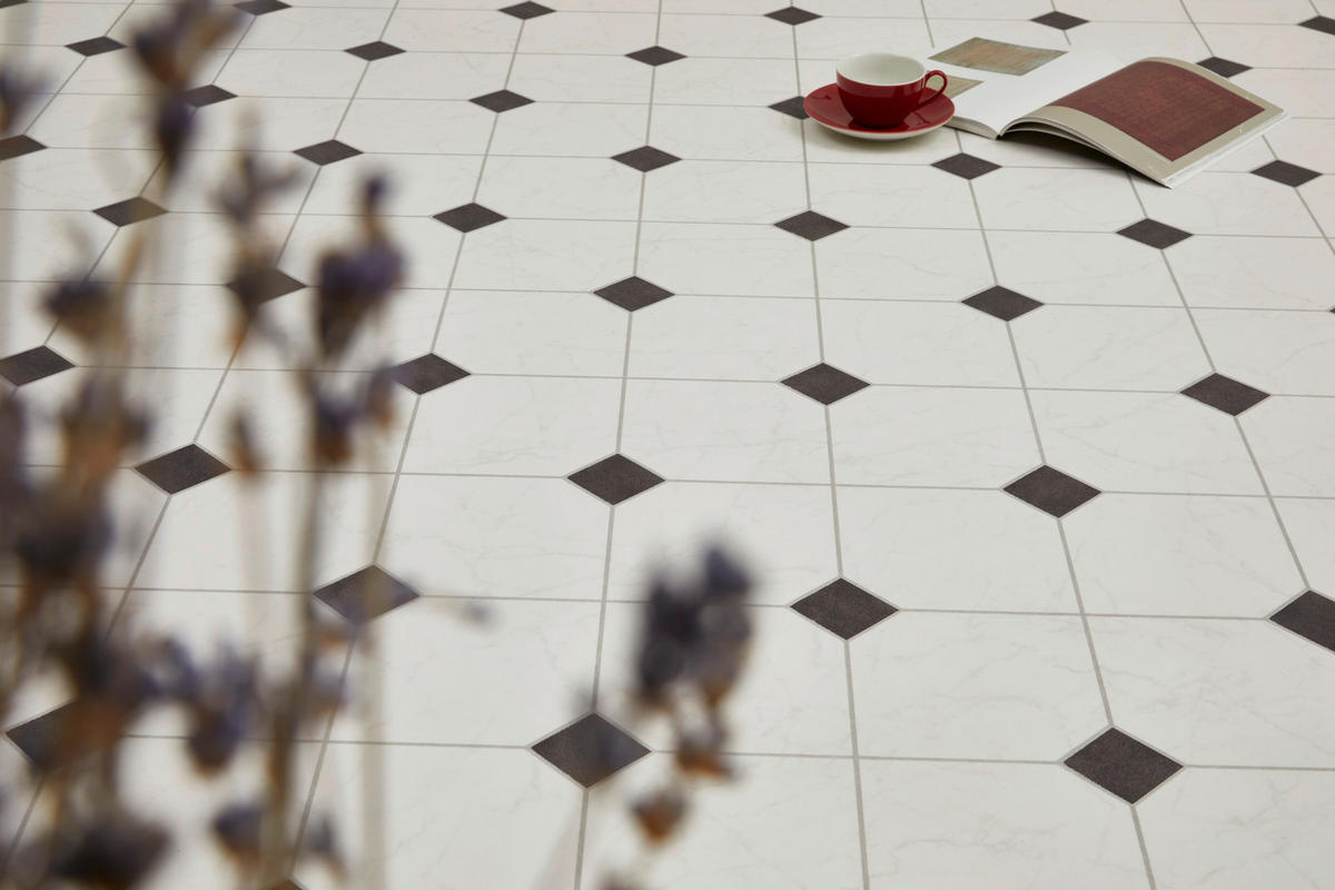 Vinylboden Strong Fliese B/L: ca. 200x300 cm pro Stück Strong - weiß/schwarz (200,00/300,00cm)