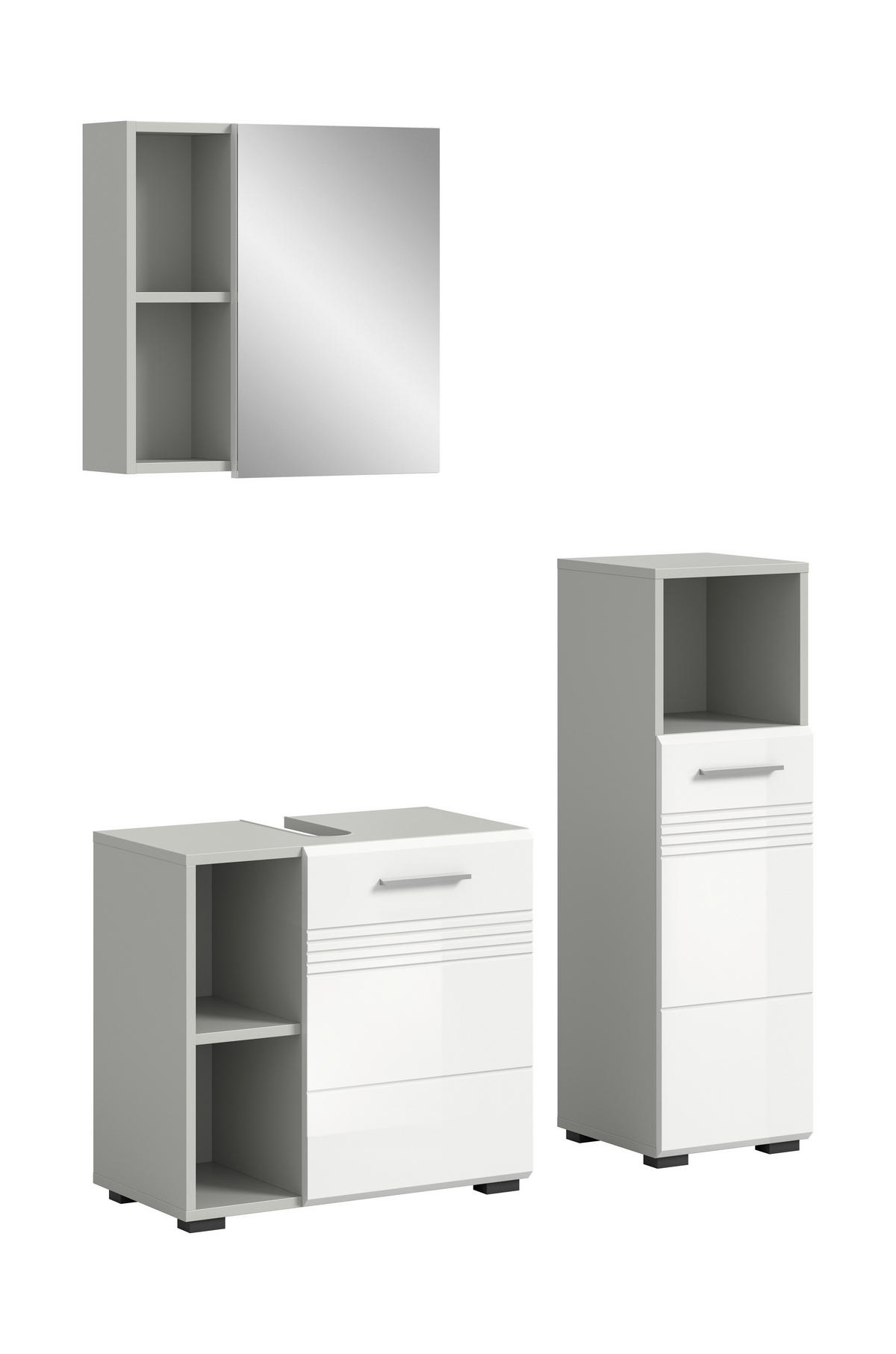 Badblock Copa hellgrau weiß Hochglanz B/H/T: ca. 105x190x32 cm Copa - hellgrau/weiß (105,00/190,00/32,00cm) - xonox.home