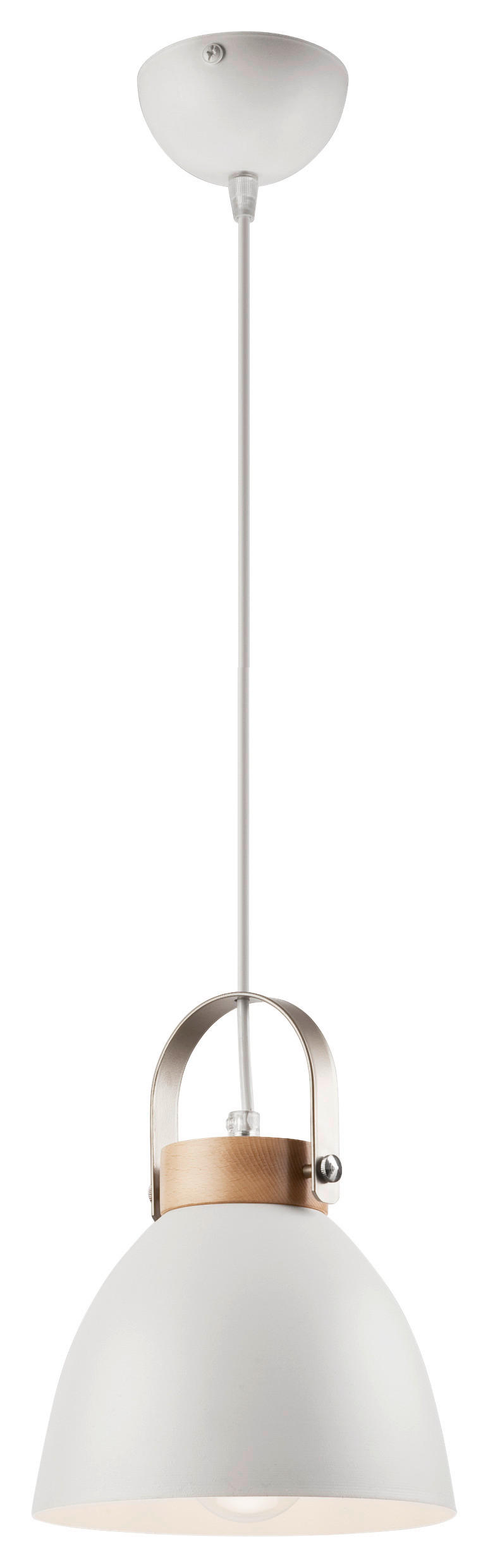 Lamkur Pendelleuchte DANIELLE 31798 weiß Holz Stahl H/L: ca. 81x18 cm E27 1 Brennstellen Danielle - weiß (18,00cm) - Lamkur