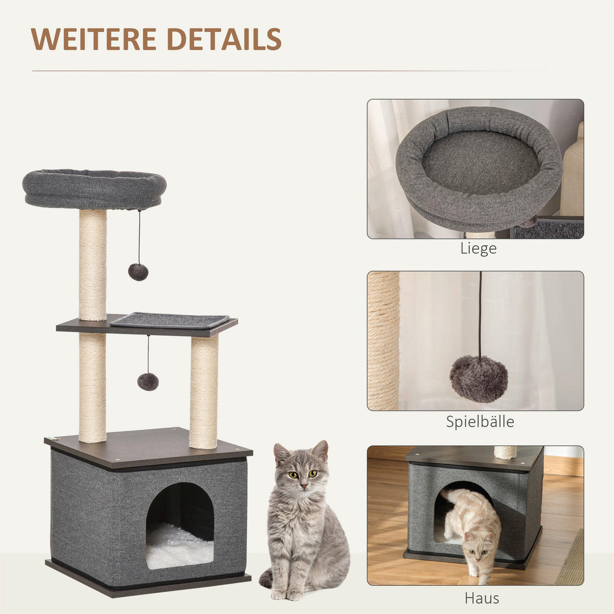 PawHut Kratzbaum Kratzbaum - (40,00/40,00/104,00cm) - PawHut